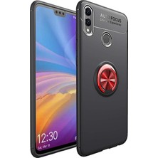 CaseArt Huawei Honor 8c Kılıf Renkli Yüzüklü Manyetik Silikon Kapak Siyah - Kırmızı