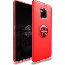 CaseArt Huawei Mate 20 Pro Kılıf Renkli Yüzüklü Manyetik Silikon Kapak Kırmızı