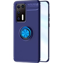 CaseArt Huawei P40 Kılıf Renkli Yüzüklü Manyetik Silikon Kapak Mavi