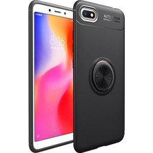 CaseArt Huawei Y5 2018 Kılıf Renkli Yüzüklü Manyetik Silikon Kapak Siyah - Siyah