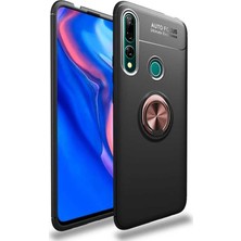 CaseArt Huawei Y9 Prime 2019 Kılıf Renkli Yüzüklü Manyetik Silikon Kapak Siyah - Rose Gold