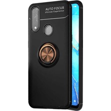 CaseArt Oppo A31 Kılıf Renkli Yüzüklü Manyetik Silikon Kapak Siyah - Rose Gold