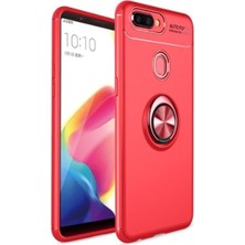 CaseArt Oppo Ax7 Kılıf Renkli Yüzüklü Manyetik Silikon Kapak Kırmızı