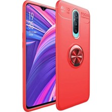 CaseArt Oppo Rx 17 Pro Kılıf Renkli Yüzüklü Manyetik Silikon Kapak Kırmızı