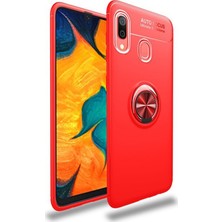 CaseArt Samsung Galaxy A10S Kılıf Renkli Yüzüklü Manyetik Silikon Kapak Kırmızı