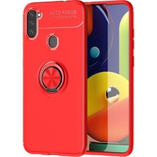 CaseArt Samsung Galaxy A11 Kılıf Renkli Yüzüklü Manyetik Silikon Kapak Kırmızı