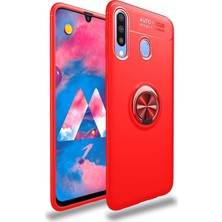 CaseArt Samsung Galaxy A20S Kılıf Renkli Yüzüklü Manyetik Silikon Kapak Kırmızı