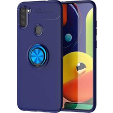 CaseArt Samsung Galaxy A21 Kılıf Renkli Yüzüklü Manyetik Silikon Kapak Mavi