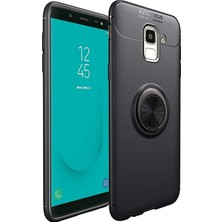 CaseArt Samsung Galaxy J6 Kılıf Renkli Yüzüklü Manyetik Silikon Kapak Siyah - Siyah