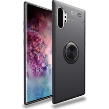 CaseArt Samsung Galaxy Note 10 Pro Kılıf Renkli Yüzüklü Manyetik Silikon Kapak Siyah - Siyah