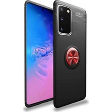 CaseArt Samsung Galaxy S20 Plus Kılıf Renkli Yüzüklü Manyetik Silikon Kapak Siyah - Kırmızı