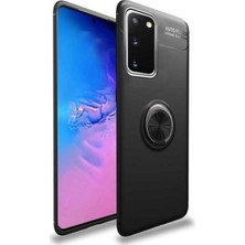 CaseArt Samsung Galaxy S20 Plus Kılıf Renkli Yüzüklü Manyetik Silikon Kapak Siyah - Siyah