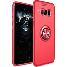 CaseArt Samsung Galaxy S8 Plus Kılıf Renkli Yüzüklü Manyetik Silikon Kapak Kırmızı