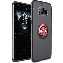 CaseArt Samsung Galaxy S8 Plus Kılıf Renkli Yüzüklü Manyetik Silikon Kapak Siyah - Kırmızı