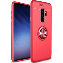 CaseArt Samsung Galaxy S9 Plus Kılıf Renkli Yüzüklü Manyetik Silikon Kapak Kırmızı