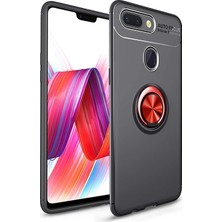 CaseArt Xiaomi Mi 8 Lite Kılıf Renkli Yüzüklü Manyetik Silikon Kapak Siyah - Kırmızı