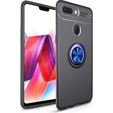 CaseArt Xiaomi Mi 8 Lite Kılıf Renkli Yüzüklü Manyetik Silikon Kapak Siyah - Mavi