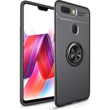 CaseArt Xiaomi Mi 8 Lite Kılıf Renkli Yüzüklü Manyetik Silikon Kapak Siyah - Siyah