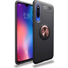 CaseArt Xiaomi Mi 9 Kılıf Renkli Yüzüklü Manyetik Silikon Kapak Siyah - Rose Gold
