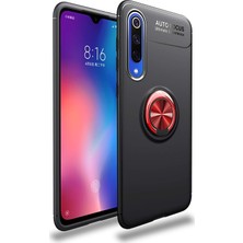 CaseArt Xiaomi Mi 9 Lite Kılıf Renkli Yüzüklü Manyetik Silikon Kapak Siyah - Kırmızı