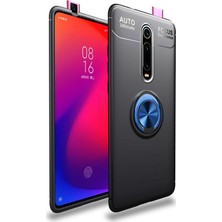 CaseArt Xiaomi Mi 9 T Kılıf Renkli Yüzüklü Manyetik Silikon Kapak Siyah - Mavi