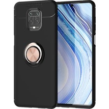 CaseArt Xiaomi Redmi Note 9 Pro Kılıf Renkli Yüzüklü Manyetik Silikon Kapak Siyah - Rose Gold