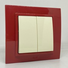 Elbi Zena Komütatör Çerçeveli Ikili Anahtar Bordo Renkli