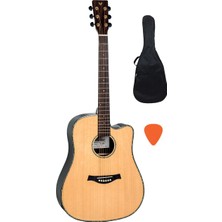 Valler VA555 Solid Top Cutaway Akustik Gitar Parlak Cilalı