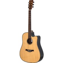 Valler VA555 Solid Top Cutaway Akustik Gitar Parlak Cilalı