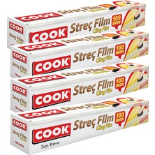 Cook Streç Film Kayar Bıçak Hediye 30 cm x 100 mt x 4 Adet