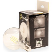 Heka G95 Filament Edison Tip Rustik LED Ampul 6 Watt E27 Beyaz Işık