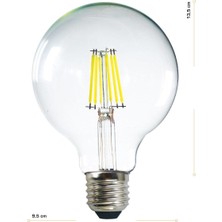 Heka G95 Filament Edison Tip Rustik LED Ampul 6 Watt E27 Beyaz Işık