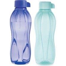 Tupperware Eko Şişe 2'li Set  500 ml Turkuaz Vidalı Kapak - 500 ml Mor Kolay Kapak
