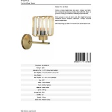AVONNI AP-65244-1E Eskitme Kaplama Aplik E27 Metal Kristal 20x27cm