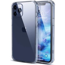 Kzy Apple iPhone 12 Pro Max Kılıf Şeffaf Airbag Antishock Köşe Korumalı Silikon Kapak + Nano Glass Ekran Koruyucu