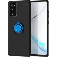 Kzy Samsung Galaxy S20 Kılıf Renkli Yüzüklü Manyetik Silikon Kapak Siyah - Mavi