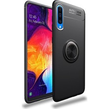 Kzy Samsung Galaxy A50 Kılıf Renkli Yüzüklü Manyetik Silikon Kapak Siyah - Siyah