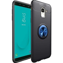 Kzy Samsung Galaxy J6 Kılıf Renkli Yüzüklü Manyetik Silikon Kapak Siyah - Mavi