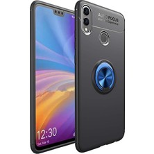 Kzy Huawei Honor 8c Kılıf Renkli Yüzüklü Manyetik Silikon Kapak Siyah - Mavi