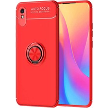 Kzy Xiaomi Redmi 9A Kılıf Renkli Yüzüklü Manyetik Silikon Kapak Kırmızı - Kırmızı