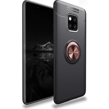 Kzy Huawei Mate 20 Pro Kılıf Renkli Yüzüklü Manyetik Silikon Kapak Siyah - Rose Gold