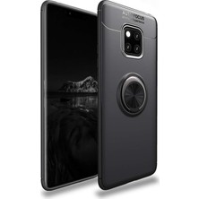 Kzy Huawei Mate 20 Pro Kılıf Renkli Yüzüklü Manyetik Silikon Kapak Siyah - Siyah