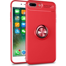 Kzy Apple iPhone 7 Plus Kılıf Renkli Yüzüklü Manyetik Silikon Kapak Kırmızı - Kırmızı