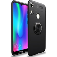 Kzy Huawei Honor 8A Kılıf Renkli Yüzüklü Manyetik Silikon Kapak Siyah - Siyah