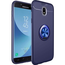 Kzy Samsung Galaxy J7 Pro Kılıf Renkli Yüzüklü Manyetik Silikon Kapak Mavi - Mavi