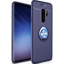 Kzy Samsung Galaxy S9 Plus Kılıf Renkli Yüzüklü Manyetik Silikon Kapak Mavi - Mavi