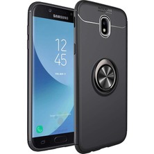 Kzy Samsung Galaxy J7 Pro Kılıf Renkli Yüzüklü Manyetik Silikon Kapak Siyah - Siyah