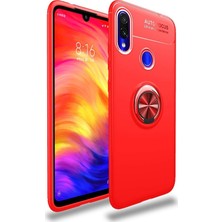 Kzy Xiaomi Redmi Note 7 Kılıf Renkli Yüzüklü Manyetik Silikon Kapak Kırmızı - Kırmızı