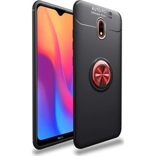 Kzy Xiaomi Redmi 8A Kılıf Renkli Yüzüklü Manyetik Silikon Kapak Siyah - Kırmızı