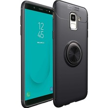 Kzy Samsung Galaxy J6 Kılıf Renkli Yüzüklü Manyetik Silikon Kapak Siyah - Siyah